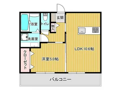 パークヴィラ杉水III(1LDK/2階)の間取り写真