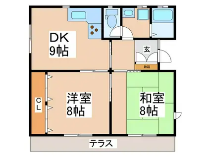 サンコーポ茂沢(2DK/1階)の間取り写真