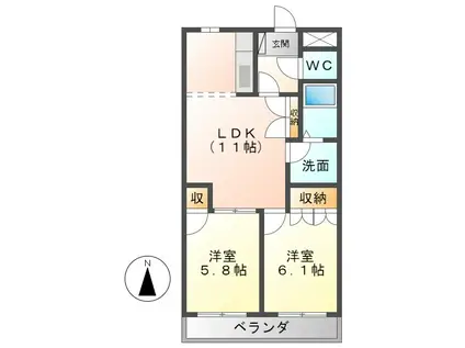 プロニティーハイツ(2LDK/1階)の間取り写真