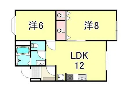 ガーデンハイツ鈴蘭(2LDK/3階)の間取り写真
