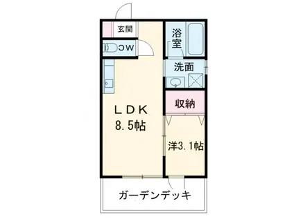 LINDY TONNO(1LDK/1階)の間取り写真