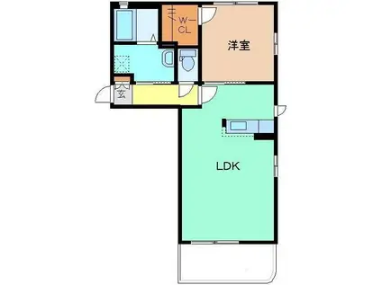 ロコ・カネッサ C棟(1LDK/1階)の間取り写真