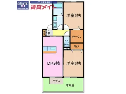 TROIS JOURS III(2DK/1階)の間取り写真