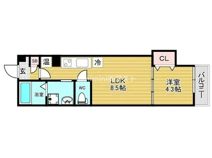 GRANDIR玉出(1LDK/1階)の間取り写真