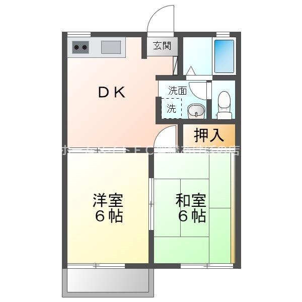 サンコーポ柱東山 B(2DK/2階)の間取り写真