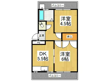 末広マンション(2DK/1階)の間取り写真