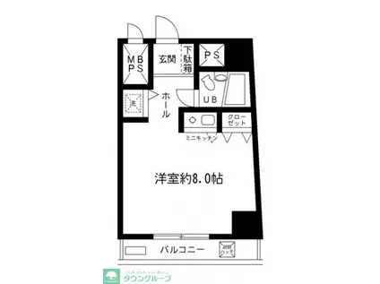 大井町プリンスハイツ(ワンルーム/2階)の間取り写真