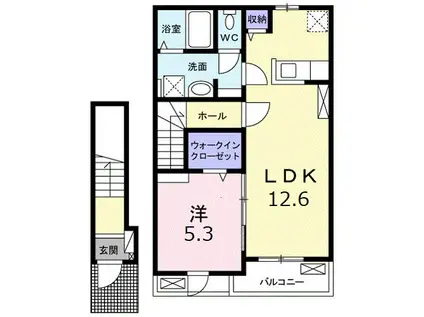 プラシード・ヴィラM B(1LDK/2階)の間取り写真