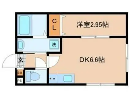 カーサミーア仙台I(1DK/2階)の間取り写真