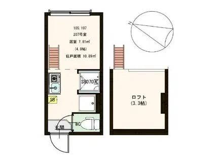 ヴィスタグランデ南阿佐ヶ谷(ワンルーム/2階)の間取り写真