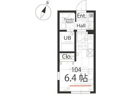 ハーミットクラブハウス鶴見市場(ワンルーム/1階)の間取り写真