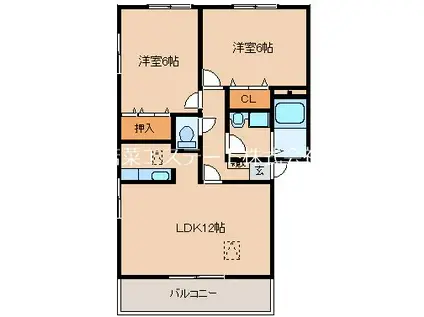 ルネス荒木弐・参番館 参(2LDK/3階)の間取り写真