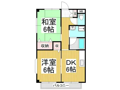 ハーモニーT&S(2DK/1階)の間取り写真