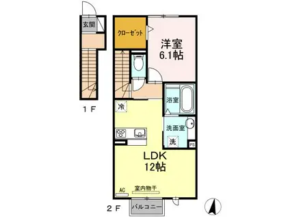レセンテ須田A(1LDK/2階)の間取り写真