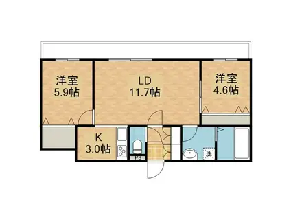 LUFFY(2LDK/2階)の間取り写真