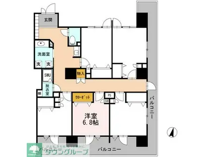 ロイヤルパークスERささしま(ワンルーム/3階)の間取り写真