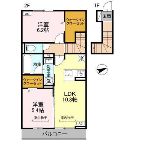 リンクベース2(2LDK/2階)の間取り写真