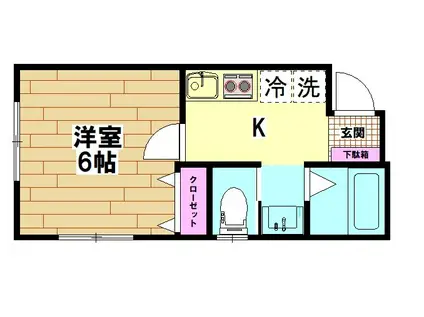 ミル カサス(1K/3階)の間取り写真