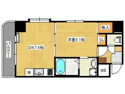 ベラ福本(1DK/2階)の間取り写真