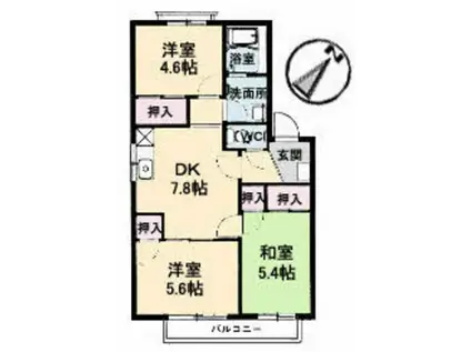 ヴィラ・シーハイル(3DK/1階)の間取り写真