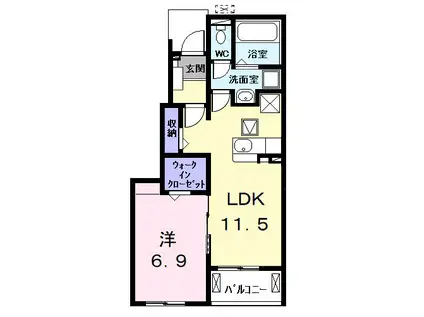 ヒカルサ名古屋港区大西I(1LDK/1階)の間取り写真