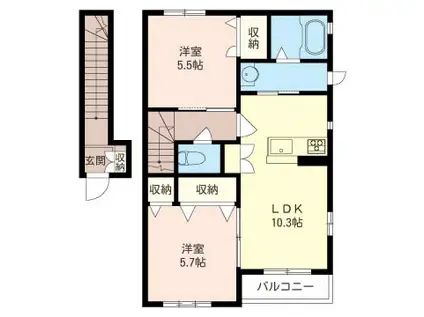 ラ・リズィエールB(2LDK/2階)の間取り写真