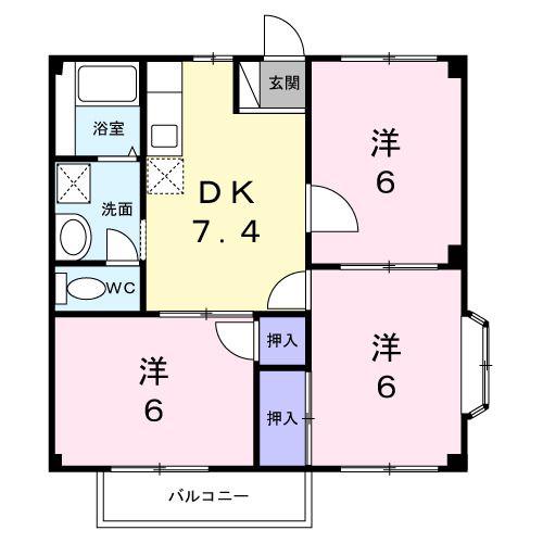 木下パークハイツ(3DK/1階)の間取り写真