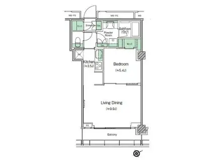 渋谷キャスト アパートメント(1LDK/16階)の間取り写真