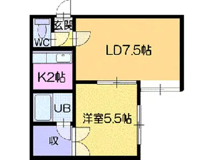 メゾンエクレール47(1LDK/2階)の間取り写真