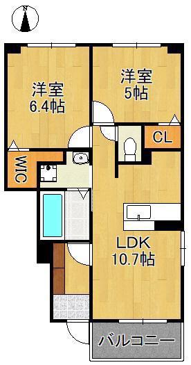 エレガンシア(2LDK/1階)の間取り写真