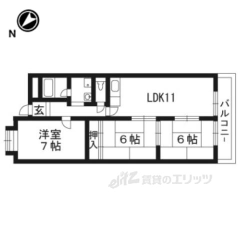 イトーピア向日マンションB棟(3LDK/5階)の間取り写真