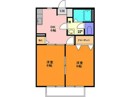 コートビレッジ松村(2DK/2階)の間取り写真