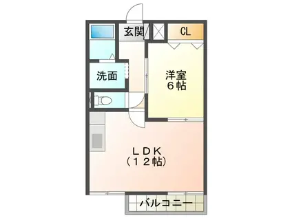 ヴィラコスモI(1LDK/2階)の間取り写真