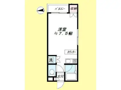 コーポサンライズII(ワンルーム/1階)の間取り写真