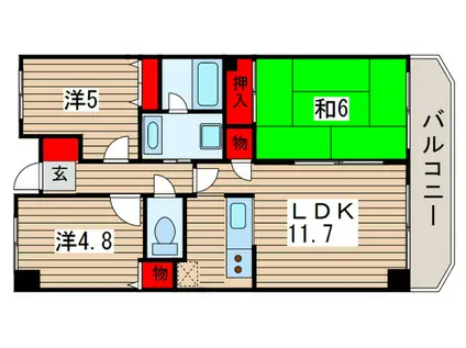 サンハイム園生(3LDK/2階)の間取り写真