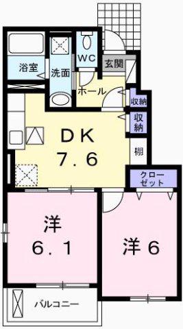 AVANTI(2DK/1階)の間取り写真
