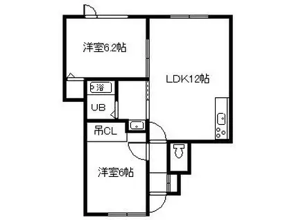 ＪＲ函館本線 旭川駅 徒歩41分 2階建 築46年(2LDK/1階)の間取り写真