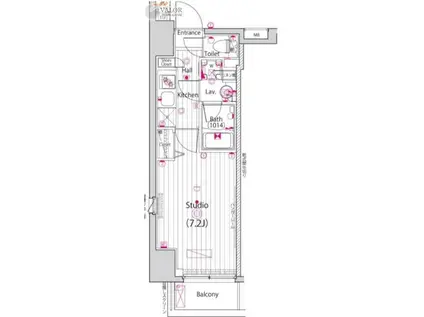 ガーラ新横浜グランドステージ(1K/2階)の間取り写真