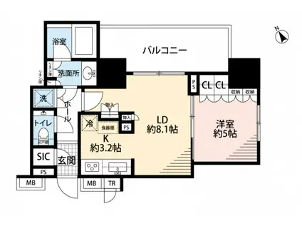 ブランズ愛宕虎ノ門(1LDK/2階)の間取り写真