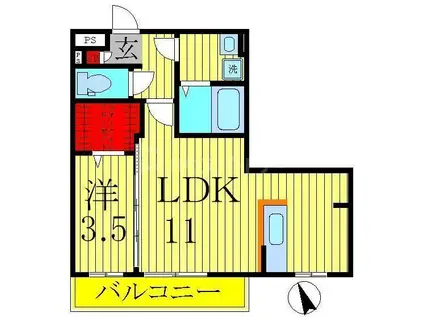 アネーロチヨ(1LDK/2階)の間取り写真