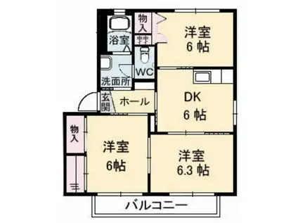 SYAMAISON FUJI(3K/2階)の間取り写真