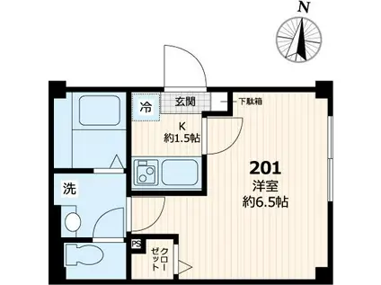 ブランシュコート(1K/2階)の間取り写真