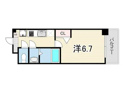 アドバンス神戸レイソレ(1K/12階)の間取り写真