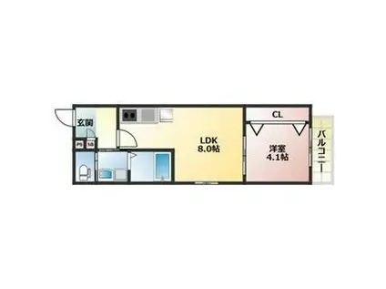 COVE北野田(1LDK/1階)の間取り写真