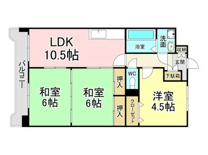 クレベール鷹の巣(3LDK/6階)の間取り写真