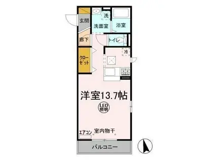 ブリックガーデン(ワンルーム/1階)の間取り写真