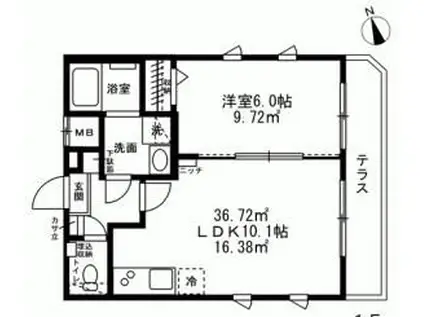 モン・シャトー新高円寺新館(1LDK/2階)の間取り写真