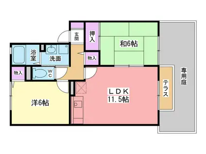 セジュールS C棟(2LDK/1階)の間取り写真