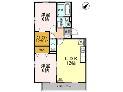 セジュール影橋B棟(2LDK/3階)の間取り写真