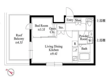 カーサピアッツァ杉並和田(1LDK/4階)の間取り写真